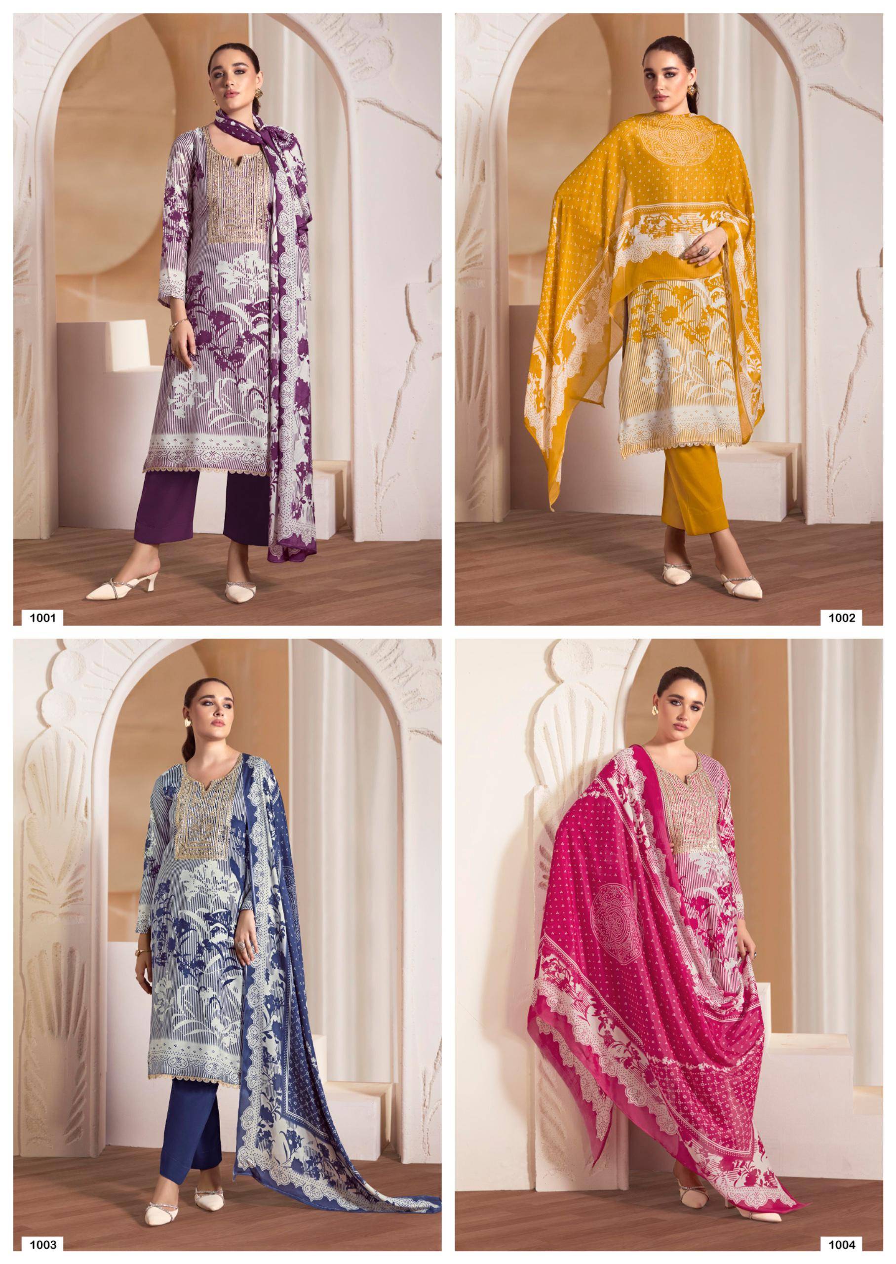 LIZA By RANG FASHION 1001 TO 1004 Beautiful Festive Suits Stylish Colorful Fancy Casual Wear & Ethnic Wear Pure Viscose Dresses At Wholesale Price